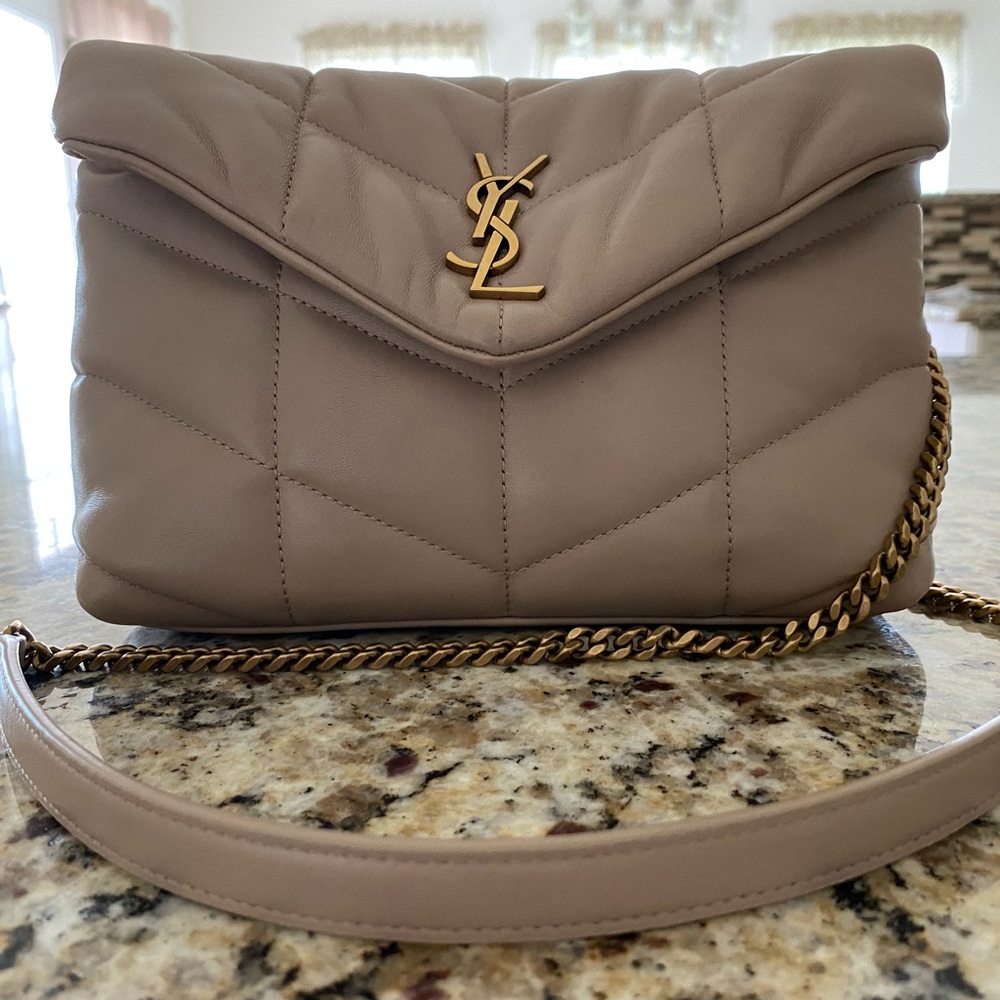 YSL Mini Bag Puffy Lambskin crossbody - dark beige *AUTHENTIC*